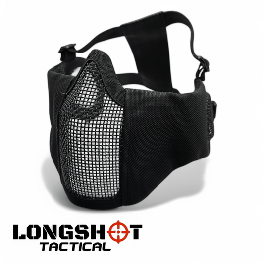 Longshot Tactical Airsoft Mesh Face Mask - Black