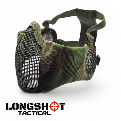 Longshot Tactical Airsoft Mesh Face Mask - Woodland DPM