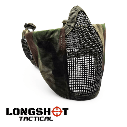 Longshot Tactical Airsoft Mesh Face Mask - Woodland DPM