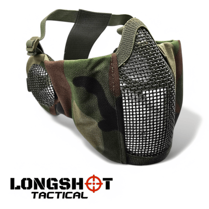 Longshot Tactical Airsoft Mesh Face Mask - Woodland DPM