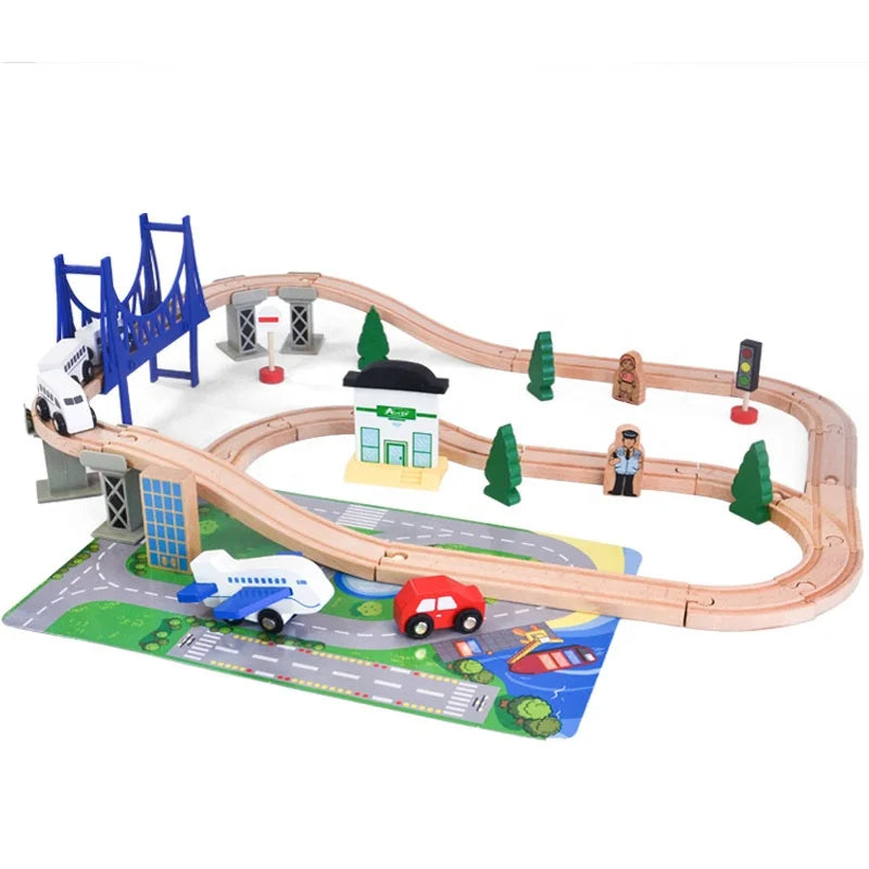 Acooltoy AC7505 City 44+ Piece Wooden Train Set