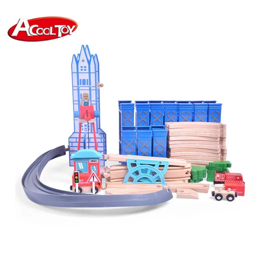 Acooltoy AC7525 Spiral 50+ Piece Wooden Train Set