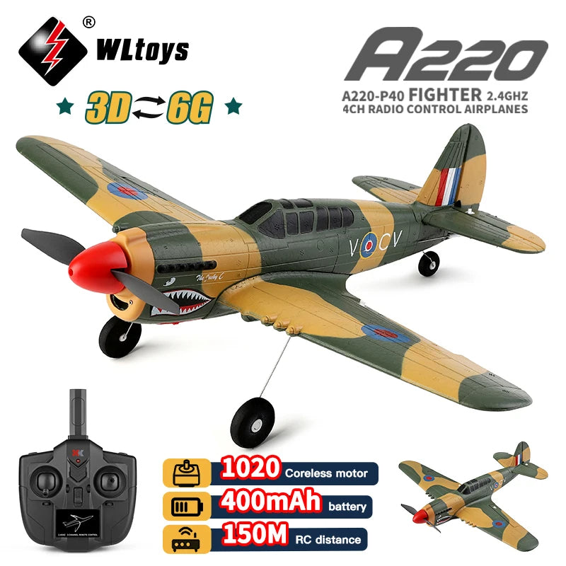 WLtoys | A220 P40 4ch 6G/3D RC Stunt Plane