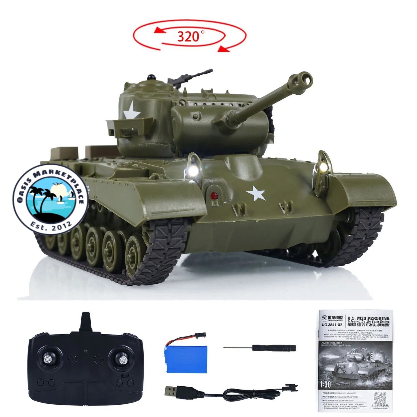 Heng Long Pershing M26 Remote Controlled Battle Tank 3841-02