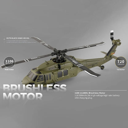 WLtoys | K170 Black Hawk 6 Axis Gyroscope 4Ch Optical Flow RC Helicopter