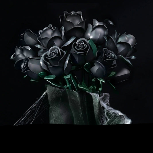 Dark Kiss Black Rose Bouquet Building Block Set