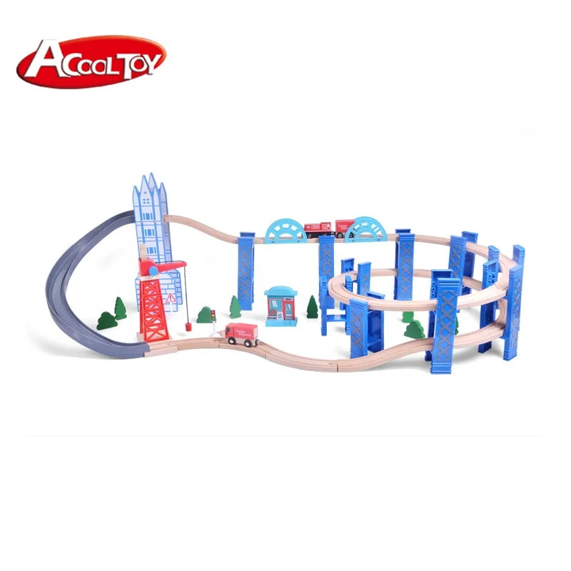 Acooltoy AC7525 Spiral 50+ Piece Wooden Train Set