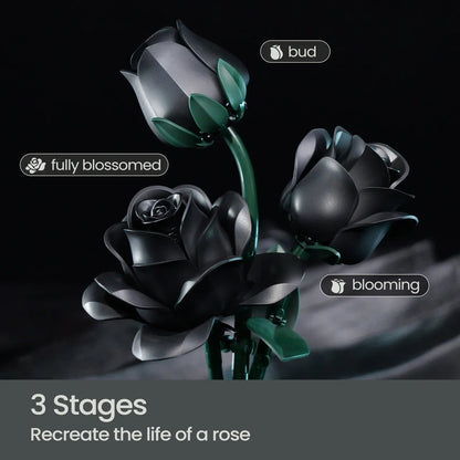 Dark Kiss Black Rose Bouquet Building Block Set