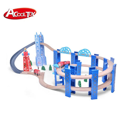 Acooltoy AC7525 Spiral 50+ Piece Wooden Train Set
