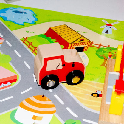 Acooltoy AC7510 Countryside 73+ Piece Wooden Train Set