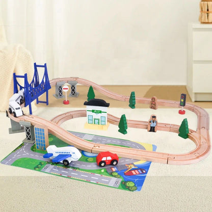 Acooltoy AC7505 City 44+ Piece Wooden Train Set