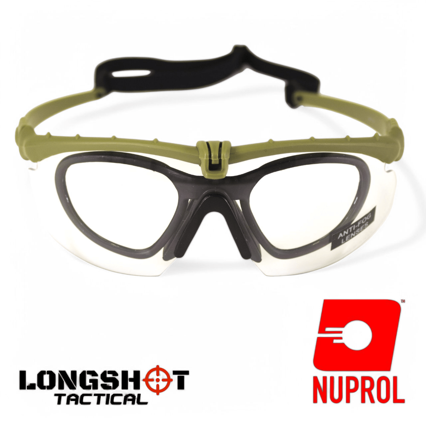 Nuprol Tactical Airsoft Olive Green Battle Pro's - With Optical Lens Instert.