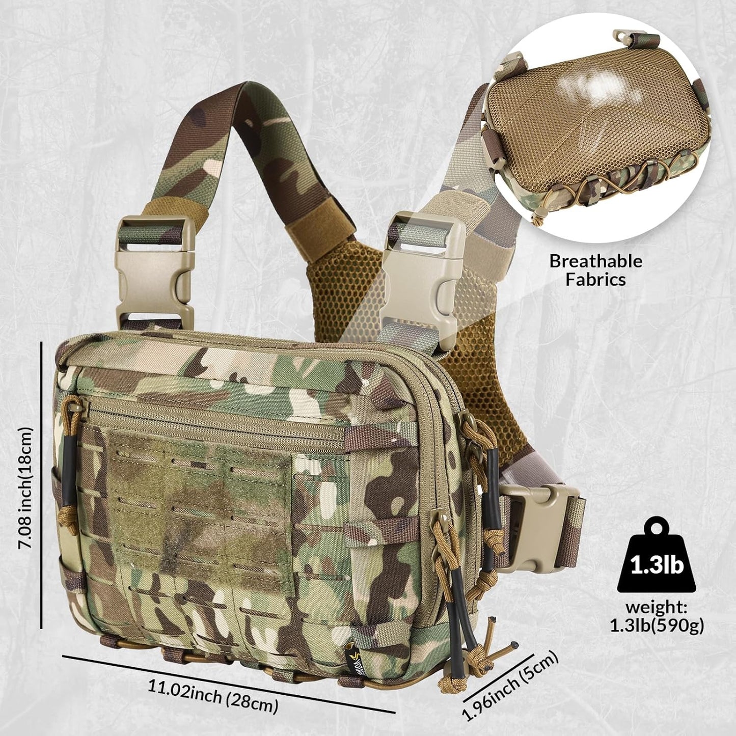Votagoo Tactical Chest Pack EDC Chest Bag 2L Utility Molle Chest Rig Pouch-2