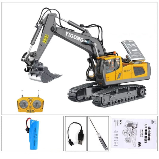 Yellow Excavator Remote Controlled Construction RTR