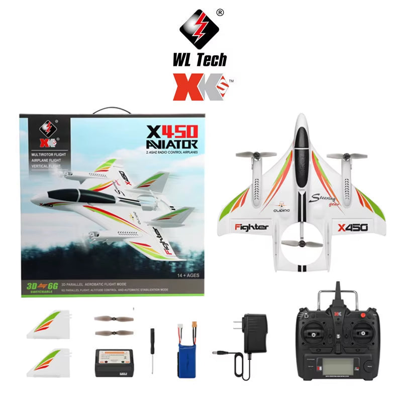 Wltoys | XKS X450 3D 6G 6CH Fixed Wing VTOL RC Plane 1500mAh Battery