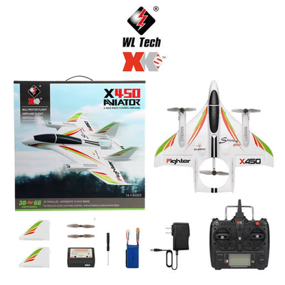 Wltoys | XKS X450 3D 6G 6CH Fixed Wing VTOL RC Plane 1500mAh Battery