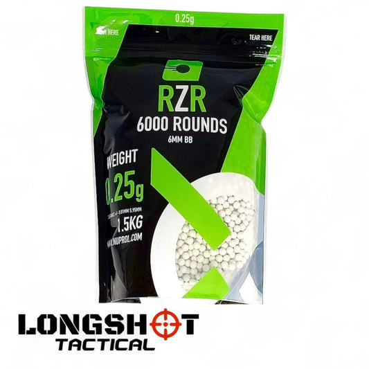 RZR Airsoft BBs (6000R Resealable Bag) (0.25g) (White)