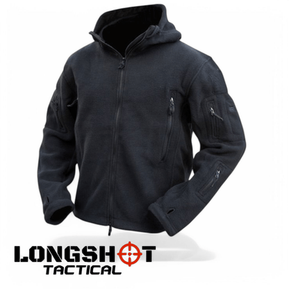 Tactical Recon Fleece Hoodie – Black | Military-Style Warm Combat Jacket