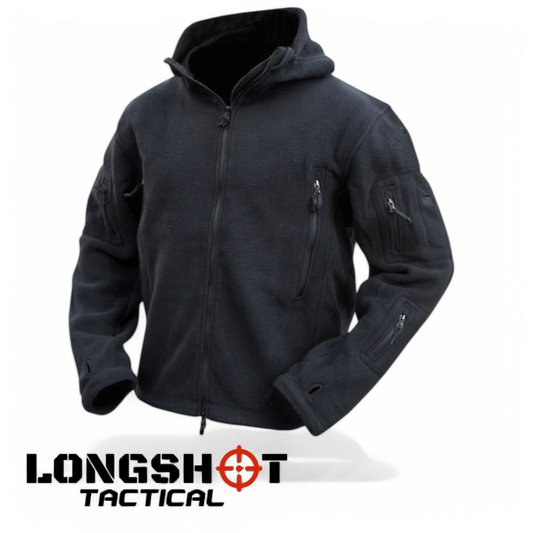 Tactical Recon Fleece Hoodie – Black | Military-Style Warm Combat Jacket