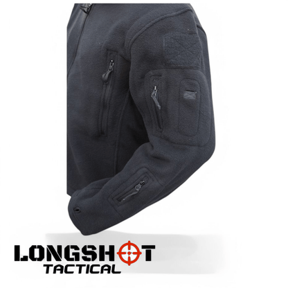 Tactical Recon Fleece Hoodie – Black | Military-Style Warm Combat Jacket