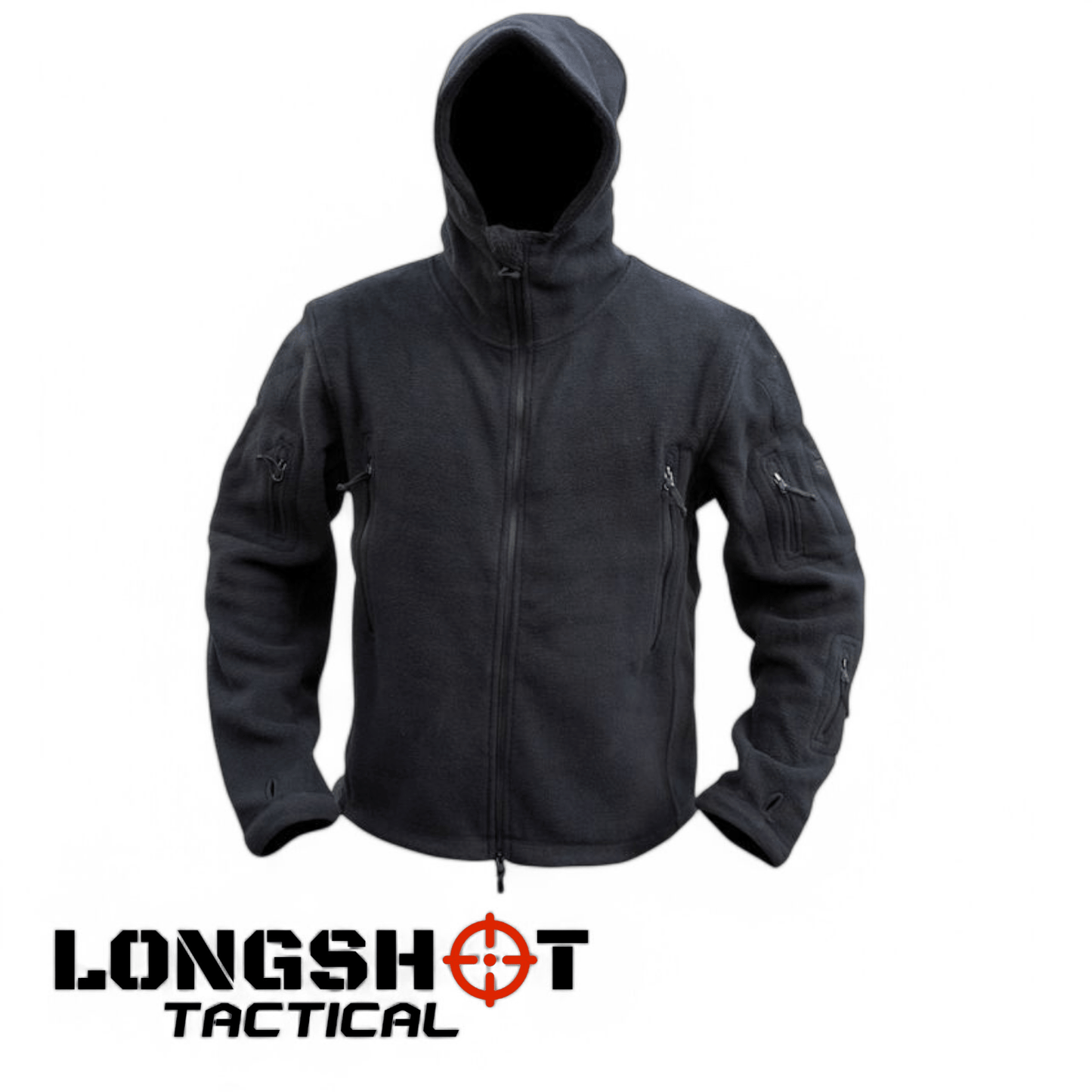 Tactical Recon Fleece Hoodie – Black | Military-Style Warm Combat Jacket