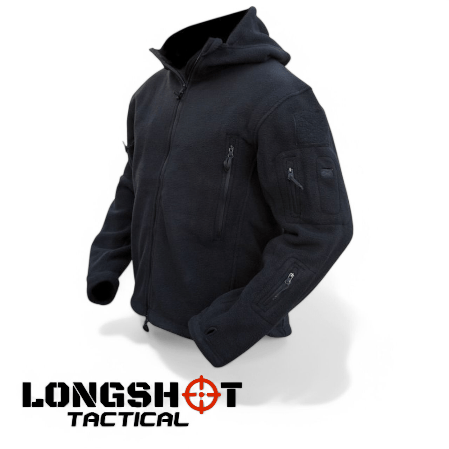Tactical Recon Fleece Hoodie – Black | Military-Style Warm Combat Jacket