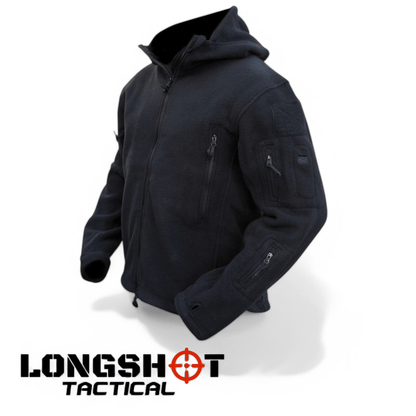 Tactical Recon Fleece Hoodie – Black | Military-Style Warm Combat Jacket