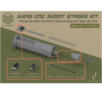 TTI AIRSOFT AAP01 CNC Short Stroke Kit (4mm/2mm/Nozzle return 140% spring)