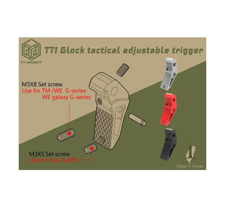 TTI Glock / AAP Tactical Adjustable Trigger (Various Colours)