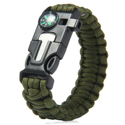 5 in 1 Tactical Paracord Survival Bracelet with Flint Whistle Compass Scraper