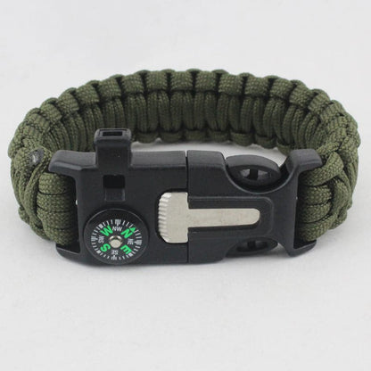 5 in 1 Tactical Paracord Survival Bracelet with Flint Whistle Compass Scraper
