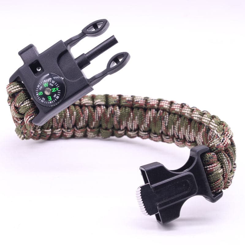 5 in 1 Tactical Paracord Survival Bracelet with Flint Whistle Compass Scraper