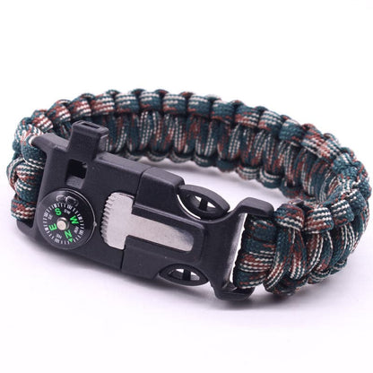 5 in 1 Tactical Paracord Survival Bracelet with Flint Whistle Compass Scraper