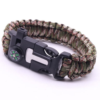 5 in 1 Tactical Paracord Survival Bracelet with Flint Whistle Compass Scraper