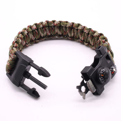 5 in 1 Tactical Paracord Survival Bracelet with Flint Whistle Compass Scraper