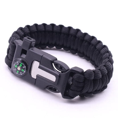 5 in 1 Tactical Paracord Survival Bracelet with Flint Whistle Compass Scraper