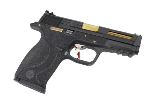 WE Custom M&P 9 stealth slide and gold barrel gas pistol